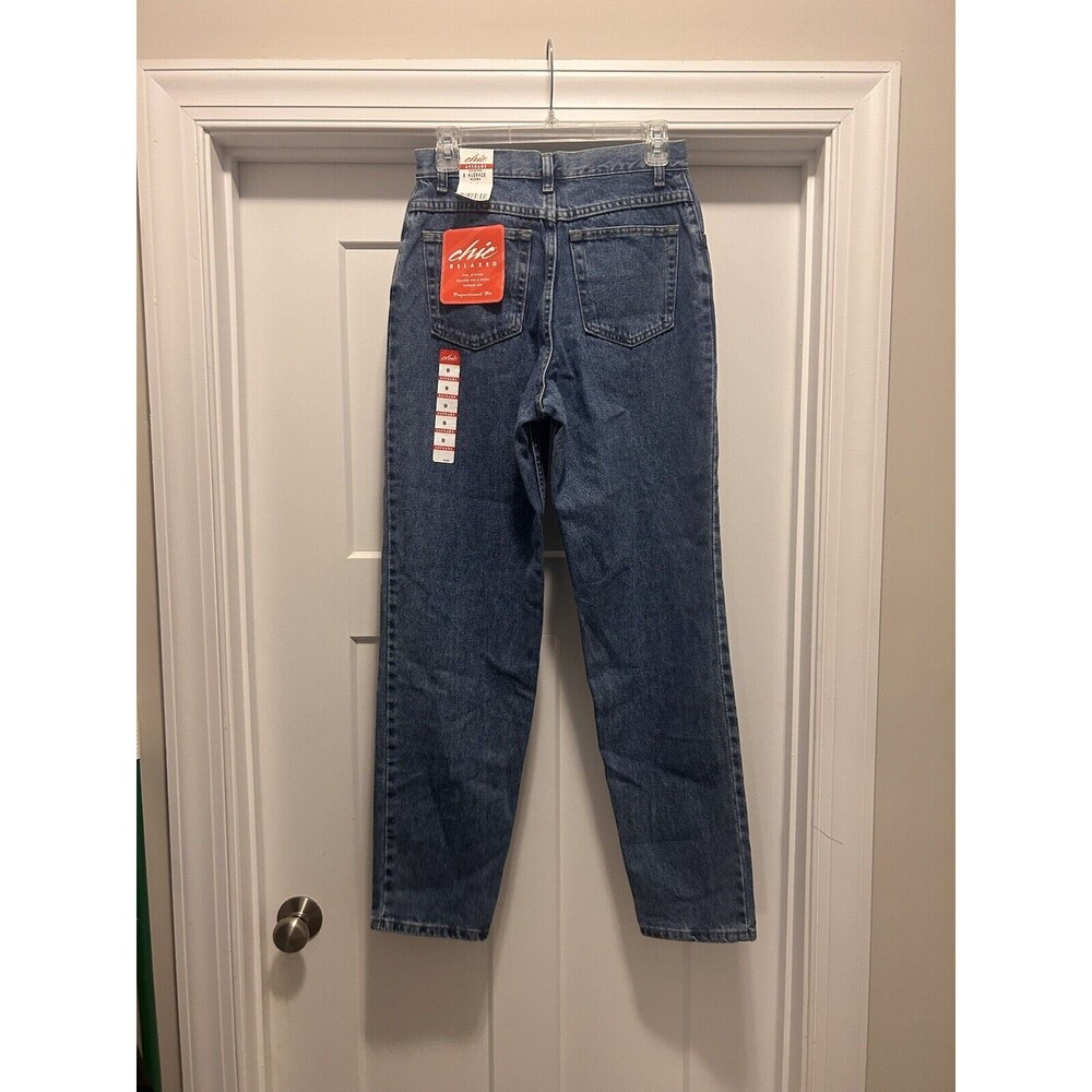 Chic Size 8 Vintage Blue Classic Fit Mom Jeans New Women High Rise Denim Cotton